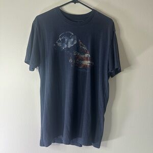 Navy Eddie Bauer Dog American Flag Graphic Tee